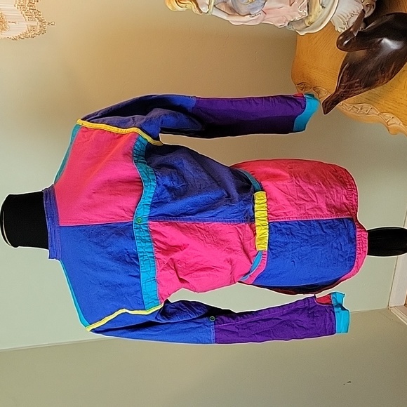 80s bold color block reversible jacket - Picture 2 of 9
